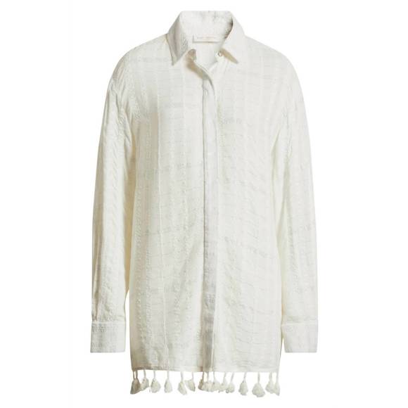 NEW RAMY BROOK roman coverup button down top in white stripe - Picture 5 of 5